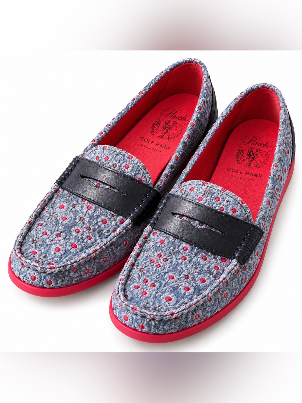 Cole Haan Pinch Maine Floral Penny Loafers Blue Women 8.5B